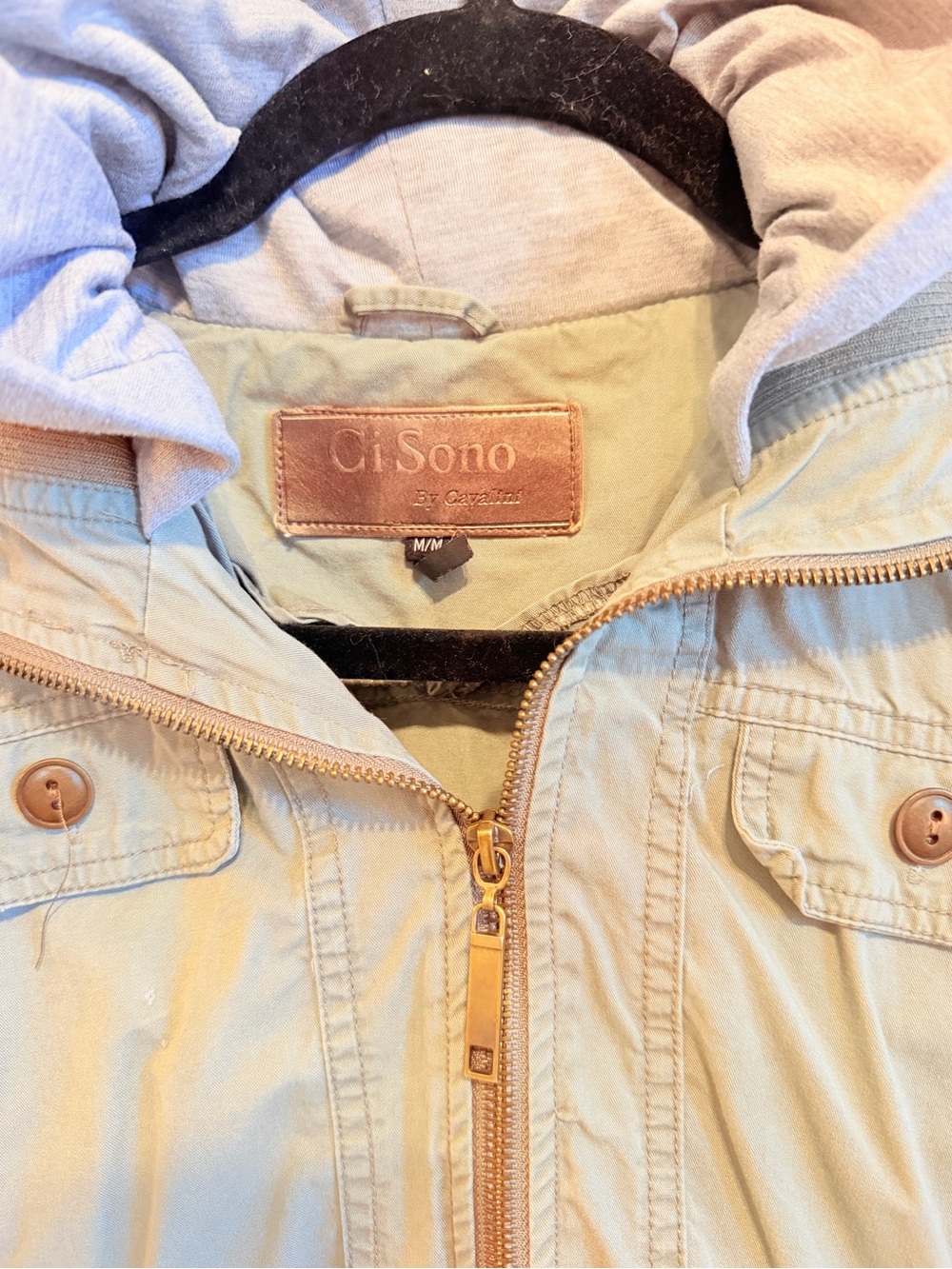 Ci Sono Girls Sage Green Hooded Zip Jacket - Picture 4 of 5